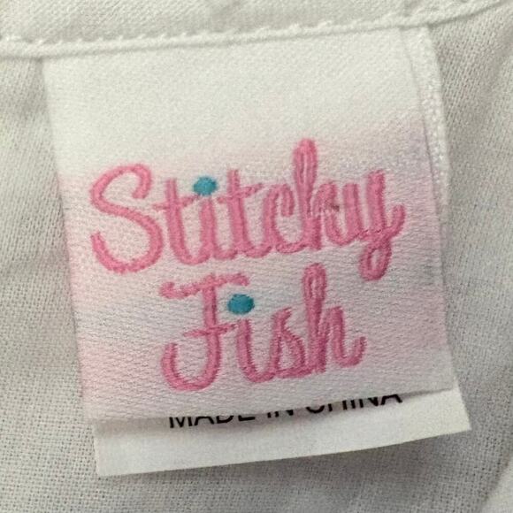 Stitchy Fish Little Sister Dress White Pink Ruffle Girls Multiple Sizes Avail. - Picture 3 of 7